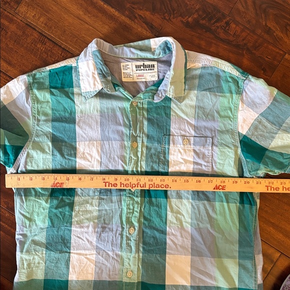 Urban Pipeline | men’s Blue and Green Plaid Shirt - Picture 6 of 9